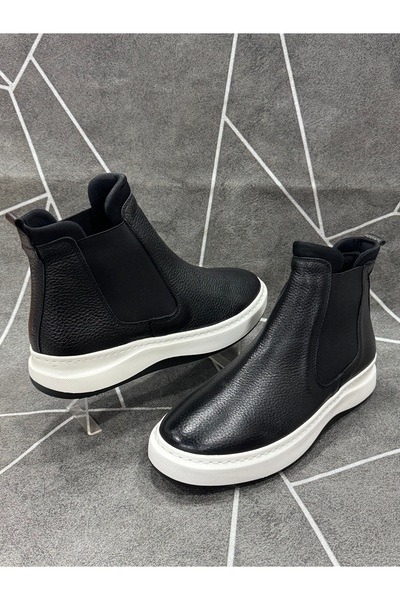NYZ Siyah Hakiki Deri Chelsea Bot