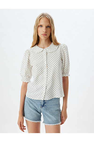 Koton Cămașă slim cu buline cu guler pentru bebeluși - mânecă cu balon și detaliu cu nasturi