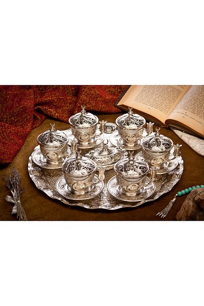 Lucena Silver Colored Coffee Cup Set for 6 People