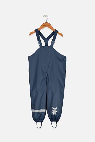 Tchibo بنطال حراري بطبعة جرافيكية للأولاد الصغار مع حمالة، أزرق داكن