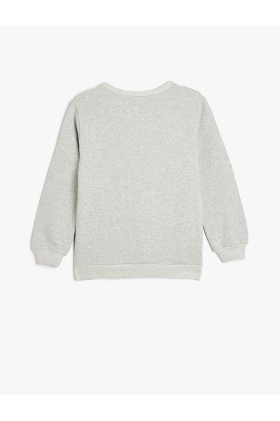 Koton Crew Neck Printed Sweatshirt - Tiger and Embossed Detail