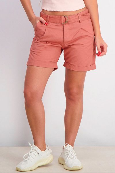 Sinsay Women Side Pocket Belted Shorts, Rust