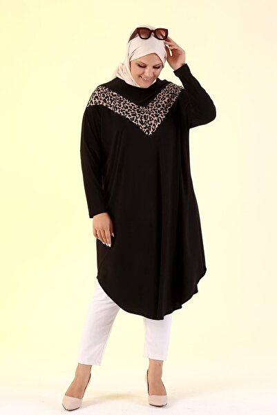 Ferace Πουκάμισο μεγάλου μεγέθους Μακρύ γυναικείο τουνίκ λεοπάρ με παγιέτες