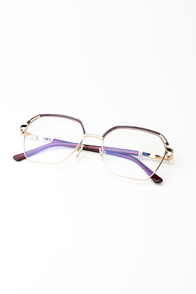 Focus On Metal Kadın Mavi Işık Gözlüğü | Süs Detaylı Beşgen Model