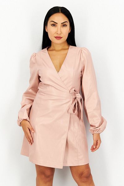 NA-KD Women Plain Belted Wrap Dress, Pink