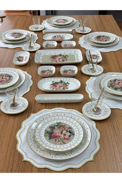 MD MİMOZA DEKOR Glorya 6-Person Breakfast Set - 47 Pieces