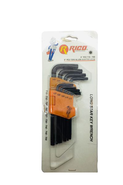 Rico Rc0207 Vacuum Torx Long Allen Key Set 9 Pieces T10-T50