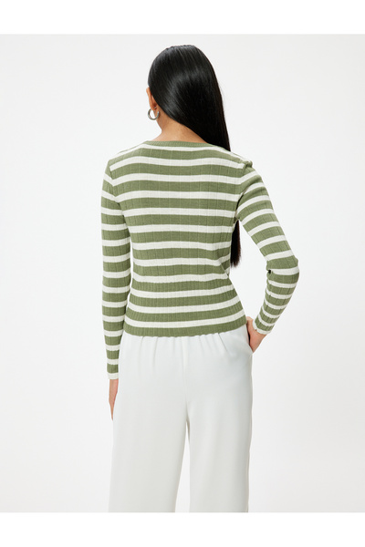 Koton Triko Kazak Uzun Kollu Yuvarlak Yaka