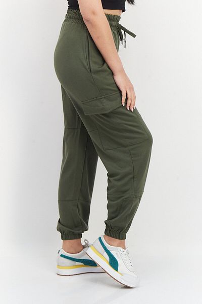 French Connection Women Regular Fit Solid Jogger Pants, Olive