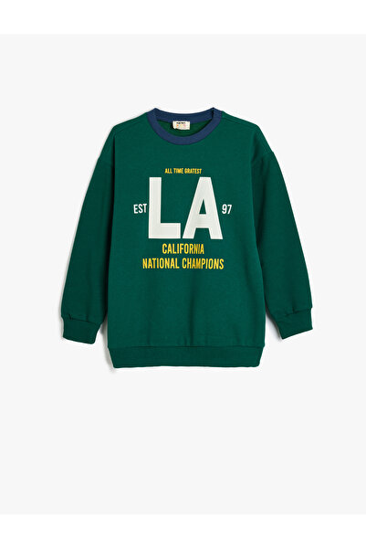 Koton Oversize Sweatshirt Kolej Baskılı Bisiklet Yaka Pamuklu Şardonlu