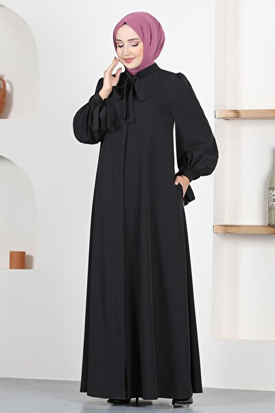 Ayşe Melek Fashion Women's Evening Dress with Scarf Collar Ferace - 2662