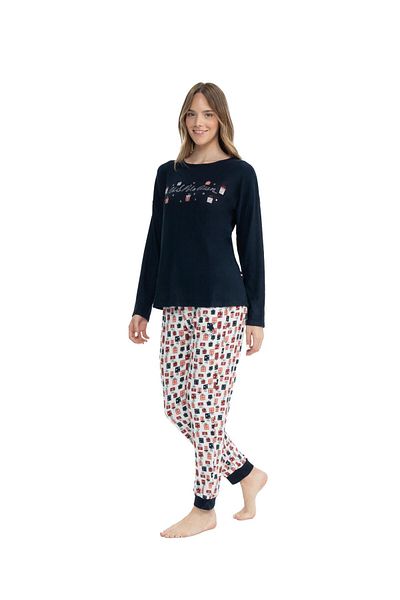 U.S. Polo Assn. يو اس بولو اسن. طقم بيجامة نسائي بأكمام طويلة ورقبة دائرية S25110