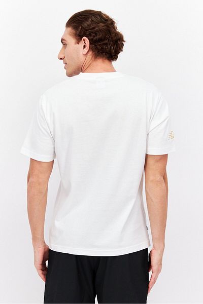 New Balance Men Sportswear Fit Short Sleeve Outdoor T-shirts, White Combo