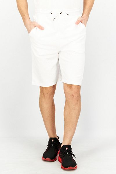 Crosshatch Men Embroidered Logo Drawstring Shorts, White