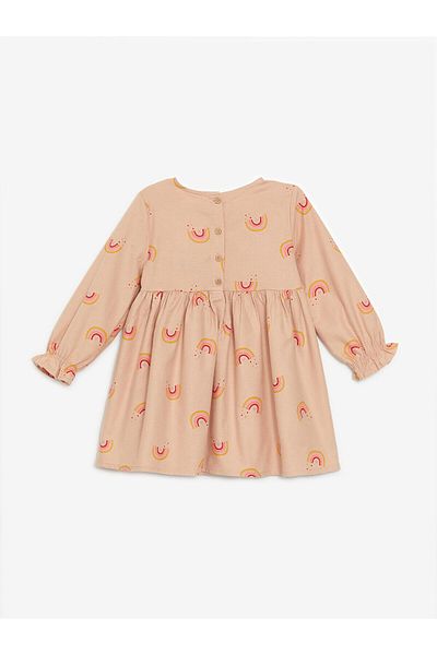 LC Waikiki Lw - Crew Neck Long Sleeve Printed Baby Girl Dress
