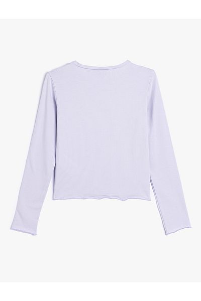 Koton Tricou crop cu imprimeu pentru câini, cu mânecă lungă, cu decolteu