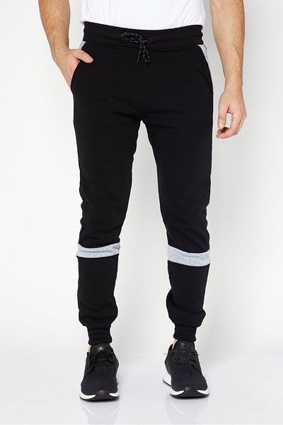 Modern Culture Men Regular Fit Colorblock Drawstring Fleece Jogger Pants, Black/light Grey