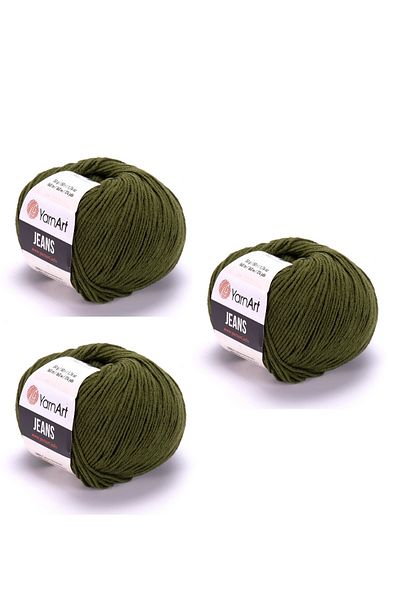 Yarnart Yarn Art Jeans Amigurumi Πλεκτό νήμα 82 Olive Green Cardigan Σχοινί πλεξίματος Baby νήμα διάτρησης νήμα 3 πακέτο
