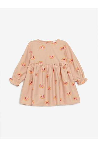 LC Waikiki Lw - Crew Neck Long Sleeve Printed Baby Girl Dress