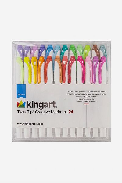 Kingart 24 Pieces Twin Tip Creative Markers, White Combo