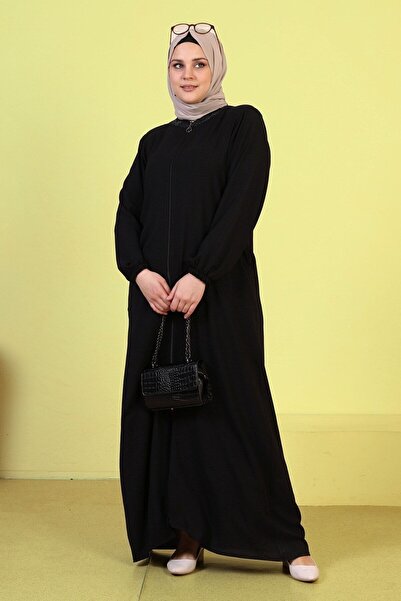 Ferace Жіночий одяг великого розміру на блискавці, повністю закритий, чорний