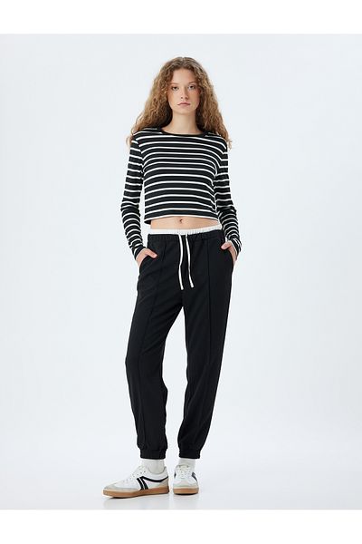 Koton Ribbed Jogger pants - Double Waist and Lace-up Comfortable Fit