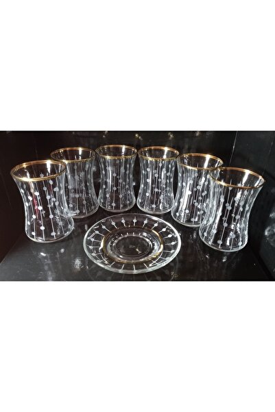 wes glass home Kristal Kesme 6 lı Çay Bardağı Takımı 12 Parça