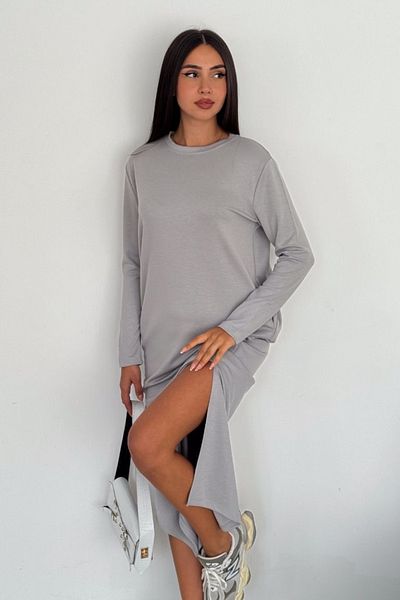 Ded COLLECTION Γυναικείο μακρυμάνικο φόρεμα με λαιμόκοψη