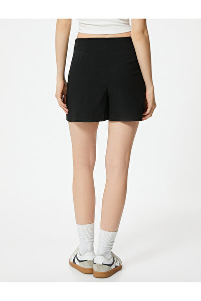 Koton Mini Şort Etek Metal Aksesuarlı Fermuarlı Standart Bel
