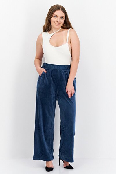 Triumph Women Regular Fit Metallic Straight Leg Pants, Blue