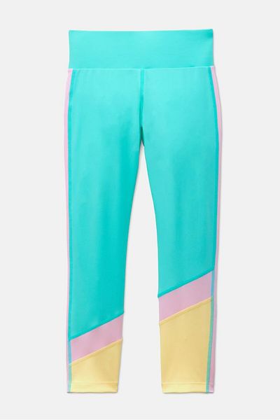 Tchibo Kids Girl High Waist Sports Tights, Mint Green Combo