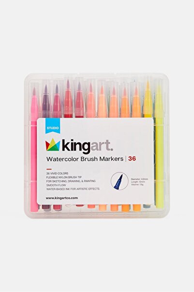 Kingart 36 Parça Suluboya Fırçası Markerları، Kırmızı/Sarı Kombosu