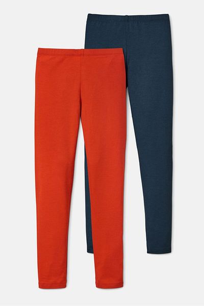 Tchibo Toddler Girls 2 Piece Plain Leggings, Navy And Red