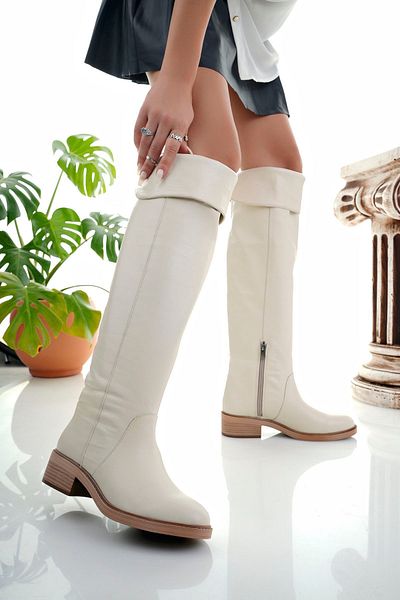 NOSEY SHOES MODEL ICONA PIELE VERITĂ CIZME LUNGI DE FEMEIE CU FERMOAR LATERAL CU FERMOAR