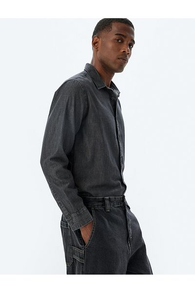 Koton Long Sleeve Cotton Classic Shirt - Buttoned