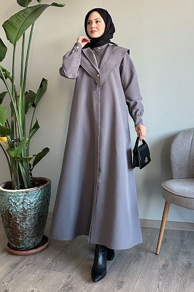 InStyle Gray Trench Coat with Belt and Bolero