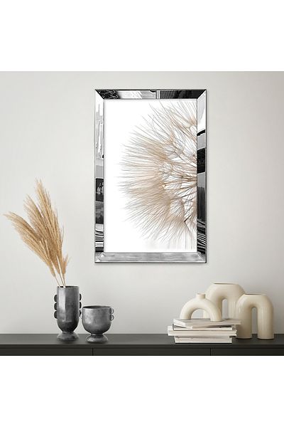 Zevahir Mobilya Dekorasyon Pictură MDF unică cu cadru din plexiglas cu oglindă argintie, modernă, galbenă aurie, albă, desen abstract minim