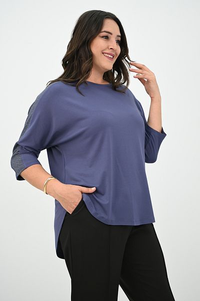 Koza Butik بلوزة نسائية كبيرة الحجم بأكمام لامعة 1855