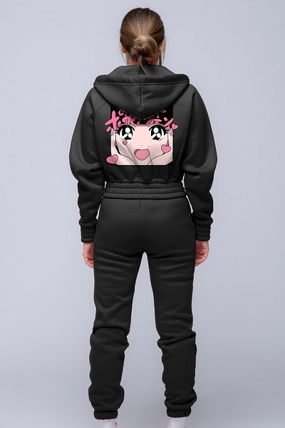 SELF CONTROL Σετ φόρμας Anime Printed Kawaii - 3 κλωστές, χοντρό ύφασμα, βαμβακερό