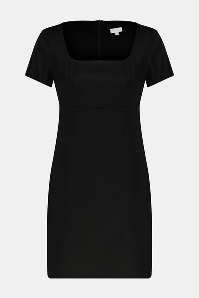 W Collection SİYAH MİNİ DÜZ KESİM KARE YAKA ELBİSE