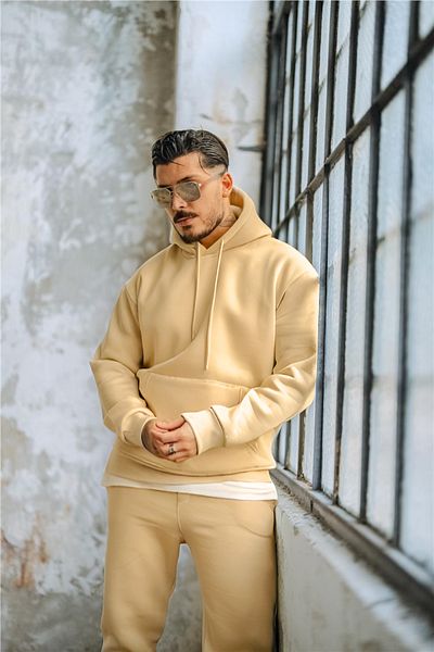 BayBayan Ανδρικό Oversize Basic Υψηλής Ποιότητας Αθλητικό Μοντέλο Σετ Φόρμας