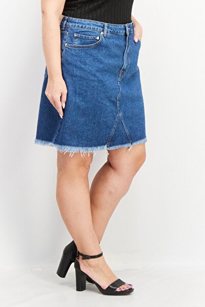 NA-KD Women Washed Denim Mini Skirt, Blue