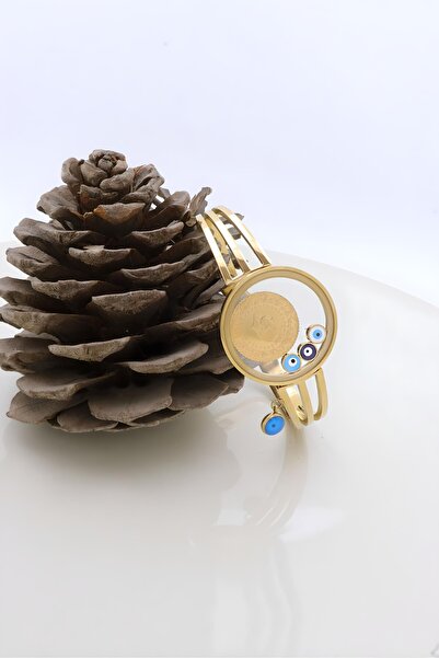 Yıldız Kuyumculuk 22 Ayar Çeyrek Altınlı  Şeffaf Çerçeveli Çelik Bileklik