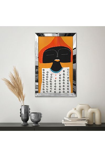 Zevahir Mobilya Dekorasyon Pictură MDF unică cu desen abstract modern, roșu, negru, alb, cu cadru din plexiglas cu oglindă argintie