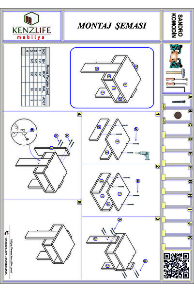 Kenzlife Komodin Sandro 2 Li Set Byz Komidin 39*29*29 Orta Zigon Sehpa Minik Boy (Mng)
