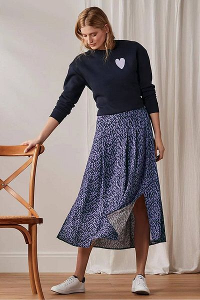 Tchibo Women Allover Printed Maxi Skirt, Purple