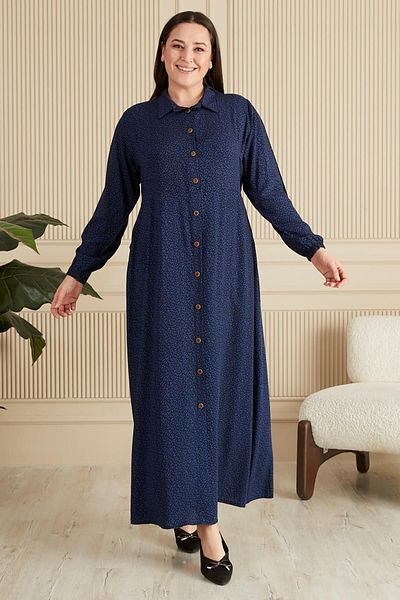 Ferace Women's Large Size Crispy Pattern Summer Hijab Dress