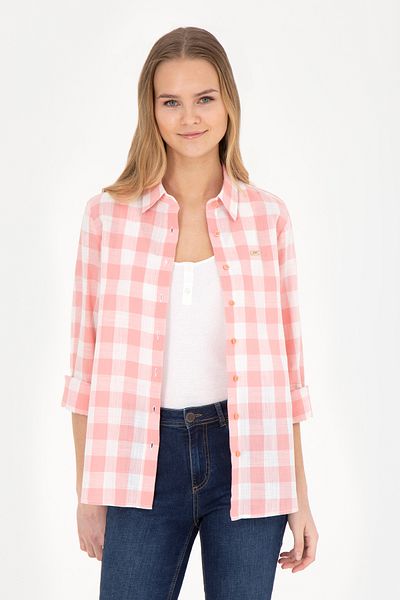 U.S. Polo Assn. Cămașă pentru femei Salmon cu mânecă lungă - 50280935-VR047