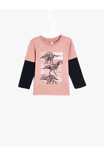 Koton Tricou cu mânecă lungă din bumbac cu decolteu