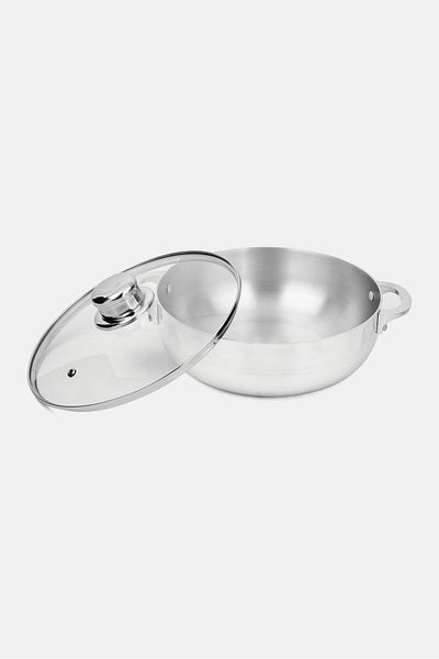 Euro Home Aluminum Caldero With Glass Lid, Silver